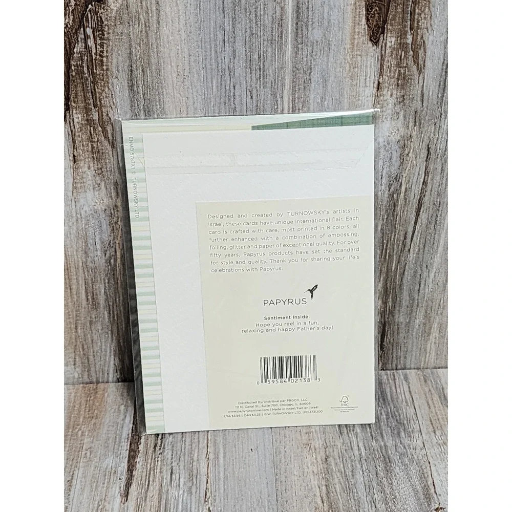 Papyrus Father's Day Card Turnowsky Fishing Theme Embossed Gold Foil New